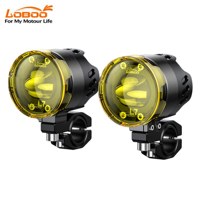 L7S Motorcycle Auxiliary Lights – 15000LM High/Low Beam Driving Fog Lamps, 3 Warning Modes, IP68 Waterproof, CNC Alloy Housing, Fits 22–28mm Bars (Pair)