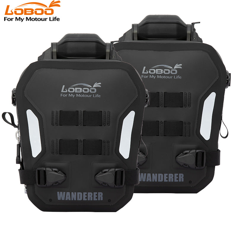 Wanderer Motorcycle Crash Bar Bags – Inflatable/Non-Inflatable, Waterproof Frame Bags with Reflective Strips & Anti-Theft System (Pair)
