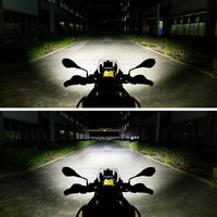 L16 Motorcycle Auxiliary Lights – 19000LM High & Low Beam LEDs, 3-Mode Warning, IP68 Waterproof, Intelligent Temp Control (Pair)