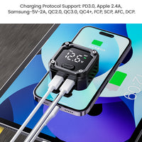 C36 Motorcycle Bi-Directional Battery Charger – 100W PD Fast Charge, Real-Time Voltage Display, IP67 Waterproof, Lead-Acid Repair, Mirror/Adhesive Mount