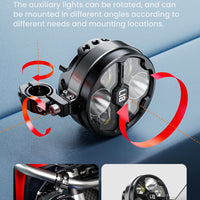 L18S Motorcycle Auxiliary Lights – 23000LM High/Low Beam with 8-Level Brightness & Color Temp Adjustment, 3 Warning Modes, IP68 Waterproof (Pair)