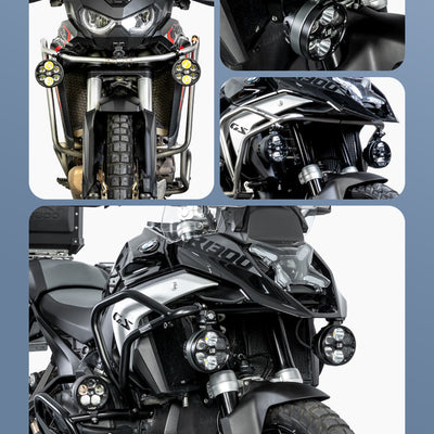 L18S Motorcycle Auxiliary Lights – 23000LM High/Low Beam with 8-Level Brightness & Color Temp Adjustment, 3 Warning Modes, IP68 Waterproof (Pair)