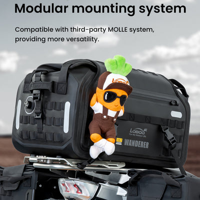 Wanderer 50L Waterproof Motorcycle Tail Bag – TPU Dry/Wet Separation Duffle with MOLLE System, Reflective Strips, Adventure Luggage (BWB50T02BK)