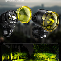 L7S Motorcycle Auxiliary Lights – 15000LM High/Low Beam Driving Fog Lamps, 3 Warning Modes, IP68 Waterproof, CNC Alloy Housing, Fits 22–28mm Bars (Pair)