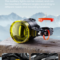 L7S Motorcycle Auxiliary Lights – 15000LM High/Low Beam Driving Fog Lamps, 3 Warning Modes, IP68 Waterproof, CNC Alloy Housing, Fits 22–28mm Bars (Pair)