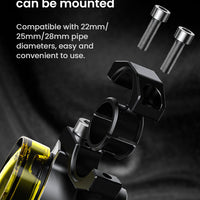 L7S Motorcycle Auxiliary Lights – 15000LM High/Low Beam Driving Fog Lamps, 3 Warning Modes, IP68 Waterproof, CNC Alloy Housing, Fits 22–28mm Bars (Pair)