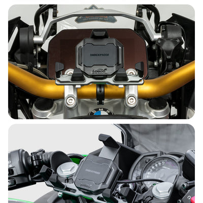 Motorcycle Phone Holder – Magnetic Damping, Auto-Lock Holder with Wired & Wireless Fast Charging, 360° Rotation for Handlebar 22–32mm